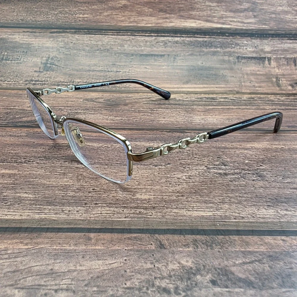 Coach HC 5097 9005 Light Gold Semi Rimless Rectangular Eyeglasses 52-18-140